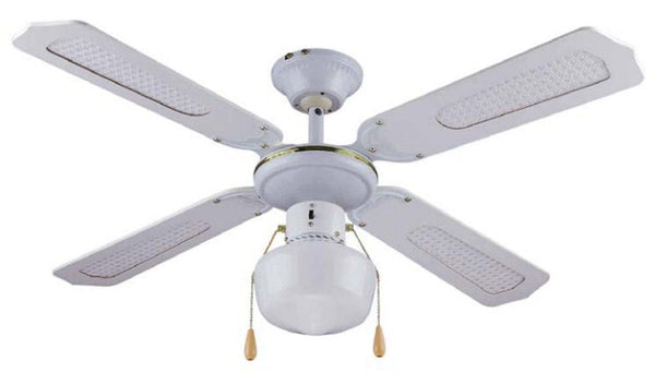 prezzo Ventilateur de Plafond avec 4 Pales et Lampe Ø105 cm 3 Vitesses Blanc