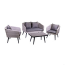 Set da Giardino Divano 2 Poltrone e Tavolino in Polyrattan Salem Grigio