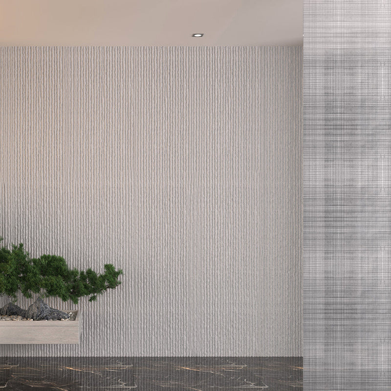 Set 12 Pannelli Decorativi Area 8,6 mq 120x60x2,5 cm Rivestimento Murale Effetto Pietra Graffiata 3D in PU Bianco Alabastro