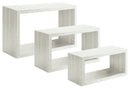 Set 3 Mensole da Parete Rettangolare in Fibra di Legno Trittico Rovere Sbiancato