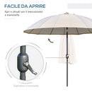 Ombrellone da Giardino Ø2,55m con Manovella Bianco Crema