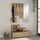 Meuble d'entrée Vesty en chêne avec étagère à chaussures et miroir