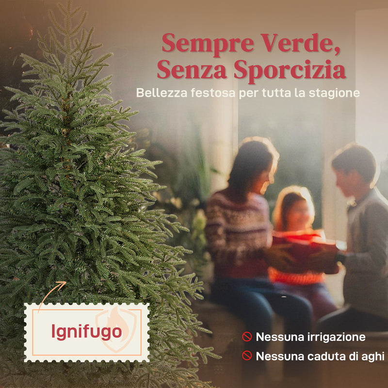 Albero di Natale Artificiale 150 cm con 1375 Rami Base in Metallo Verde      