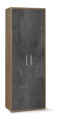 Armadio 2 Ante 71x199x41 cm Noce Stelvio/Ossido Nero