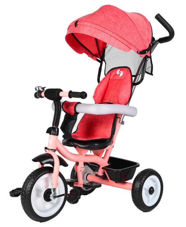 Triciclo Passeggino per Bambini 69x49x98 cm con Parasole e Campanellino Trico Funny Rosa prezzo