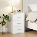Comodino Moderno e Multiuso 40x35x60 cm con 3 Cassetti in MDF Bianco      