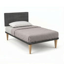 Letto Singolo con Rete Rivestita Microfibra Grigio Tessis Testata Square Varie Misure