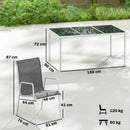 Set 7 Pezzi Pranzo da Giardino con Tavolo Rettangolare 150x90x72 cm e 6 Sedie Impilabili in Metallo e Texteline Grigio      