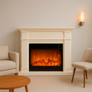 Camino Elettrico da Pavimento 114x28x102 cm Effetto Fiamma 1500W Sined Caldera XXL Bianco
