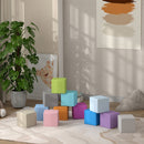 Set 12 Cubi Morbidi per Bambini 20x20x20cm in PU ed EPE Multicolore Scuro  