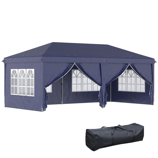 acquista Gazebo Pieghevole da Giardino 5,85x2,95m in Acciaio e Tessuto Oxford Blu