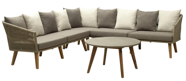 Salon de jardin en aluminium avec canapé d'angle et table basse Vorghini Genova sconto