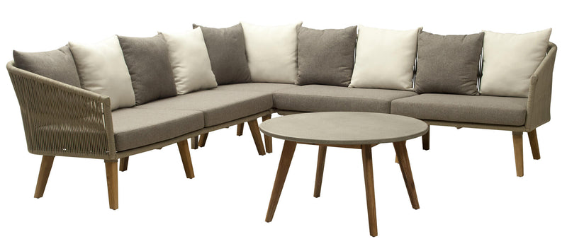 Set Salotto da Giardino in Alluminio Divano Angolare e Tavolino Vorghini Genova