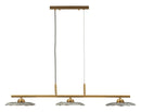 Lampadario Emily 3 Luci Vetro Grigio 100x24x18 cm in Ferro e Vetro Oro e Grigio      