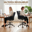 Sedia da Ufficio Girevole 61x 61x93-108 cm Schienale Alto con Braccioli in Finta Pelle Nero      