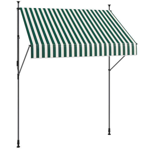 acquista Tenda da Sole a Manovella Autoportante 2x1,2 m in Poliestere Verde e Bianco