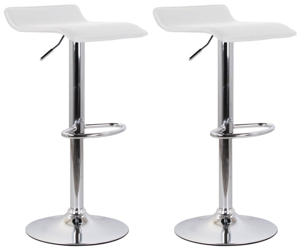 online Set 2 Tabourets 38x40x54/74 cm en Eco-cuir avec Base Chromée Blanche
