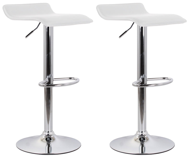 Set 2 Sgabelli 38x40x54/74 cm in Ecopelle con Base Cromata Bianco