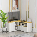 Mobile TV a L max 40” 90x90x45 cm in Truciolato Bianco e Rovere