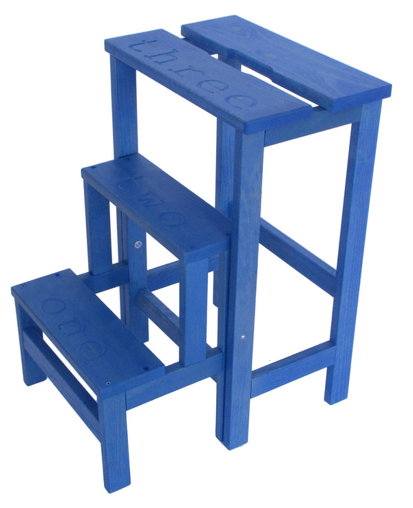 Tabouret échelle 60x40x46 cm en bois bleu clair sconto