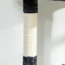 Albero Tiragraffi per Gatti 60x60x200 cm con Casette e Amache in Peluche e Sisal Grigio Scuro      
