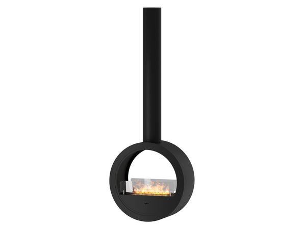 sconto Camino a Bioetanolo Sospeso 218,7xØ70x35 cm Incyrcle 2Side Nero con Vetro