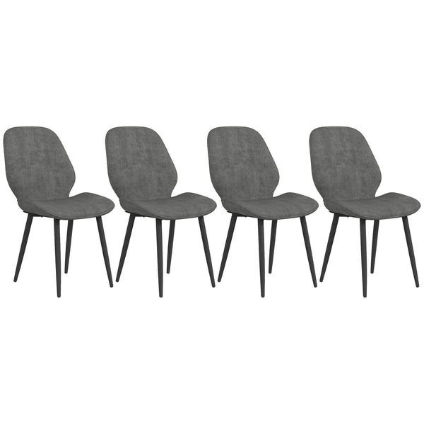 online Set 4 Sedie 46x56x86 cm in Tessuto Effetto Velluto Grigio