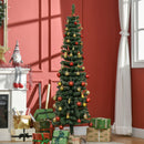Albero di Natale Innevato Slim Ø48x165 cm con 443 Rami e Base Rimovibile Pieghevole in PVC e Metallo Verde      