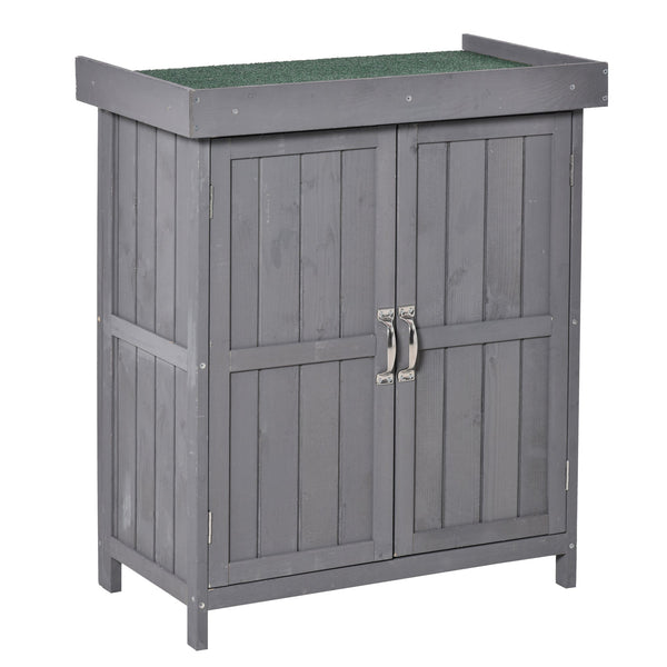 acquista Armadietto da Giardino 2 Ante Tetto Apribile 74x43x88 cm in Legno di Abete Grigio Scuro