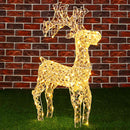 Renna Natalizia Luminosa 3D 70x42x11 cm 100 LED in Cristalli Acrilici e Metallo Bianco Caldo      