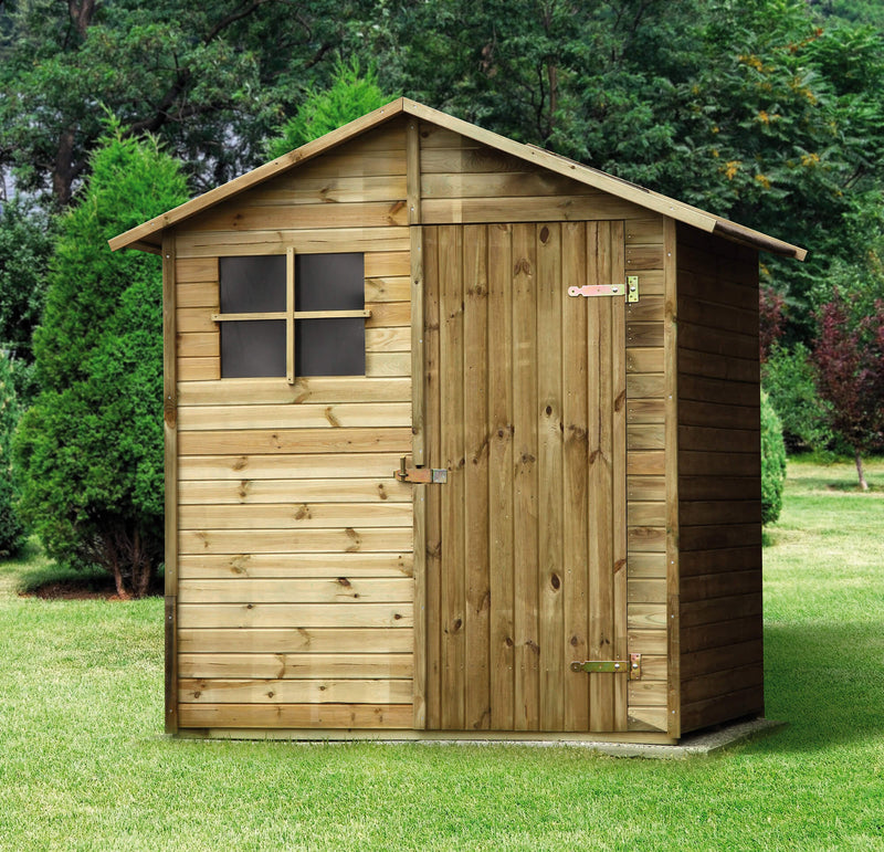 Casette Box da Giardino in Legno Porta Utensili 180x135x225 cm con Porta e Finestra Ecla 