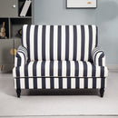 Poltrona da Salotto 115x82x82 cm con Seduta Ampia in Velluto a Righe con Molle a S Nero e Bianco      