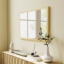 Specchio da Parete Rettangolare 40x60 cm con Ganci in Vetro e MDF Color Legno      