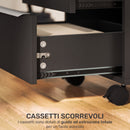 Schedario da Ufficio 40x40x63,5 cm con 3 Cassetti 4 Ruote Serratura e 2 Chiavi in Pannelli di Particelle e MDF Nero      