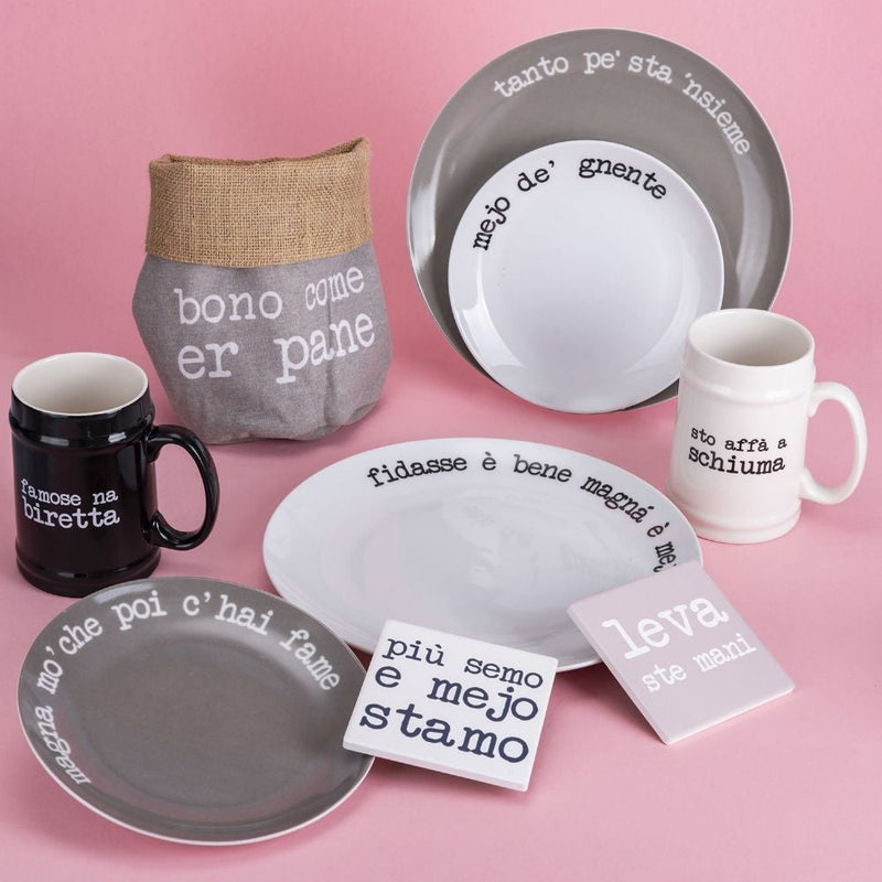 Boccale di Birra Ø8x13 cm in New Bone China VdE Tivoli 1996 Spqr bianco