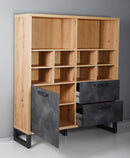 Libreria 1 Anta 2 Cassetti 131,6x35x147,2 cm in Truciolare Nobilitato Quercia e Ardesia