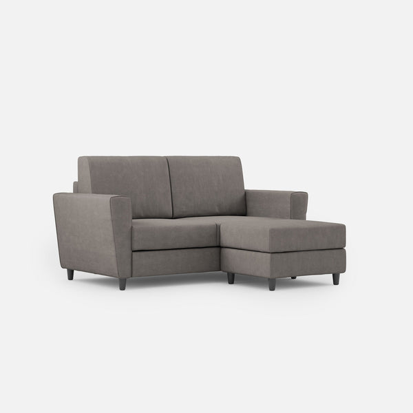 Canapé 2 places avec pouf 172x145x85 cm Yasel en tissu gris acquista
