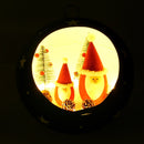 Pupazzo Babbo Natale in Metallo dentro pallina con Led verde cm Ø22xh22