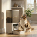 Distributore Automatico di Cibo per Gatti 4,5L con APP e Registratore Vocale in ABS e Acciaio Bianco e Grigio      
