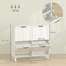 Scarpiera Salvaspazio 99,5x24x93,3 cm 4 Cassetti Ribaltabili in MDF Bianco      