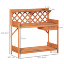 Tavolo per Giardinaggio 111.8x50.3x112.3 cm in Legno di Abete con Griglia Arancione