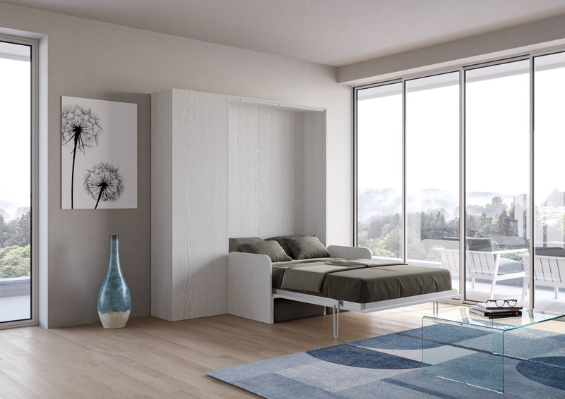 Letto 1 Piazza e Mezzo a Scomparsa Salvaspazio con Sofà Kentaro H210 cm Bianco
