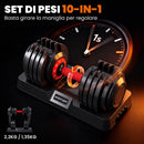 Set di Manubri Regolabili 48 kg 5 in 1 43x19x19 cm con Sistema Quick-Dial e Blocco di Sicurezza in PP e Acciaio      