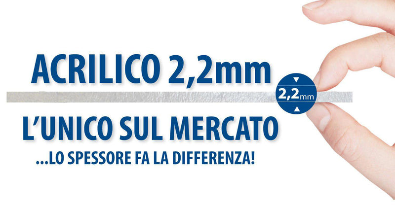 Box Doccia Semicircolare 2 Ante Scorrevoli in Acrilico 2,2 mm H185 cm Dorini Bianco Varie Misure