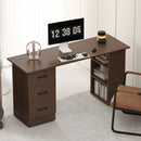 Scrivania Moderna 140x48x72 cm con 3 Cassetti e 3 Ripiani in Truciolato Color Noce      