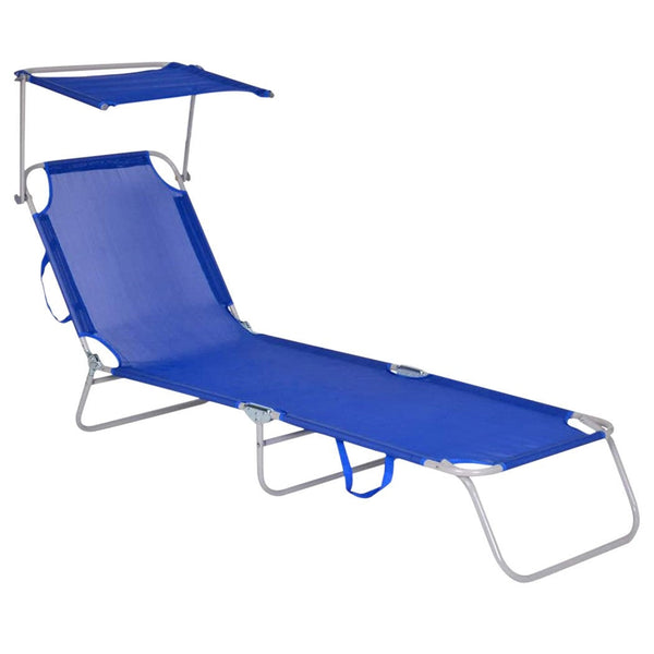 sconto Lit bébé en textilène avec dossier réglable et parasol bleu