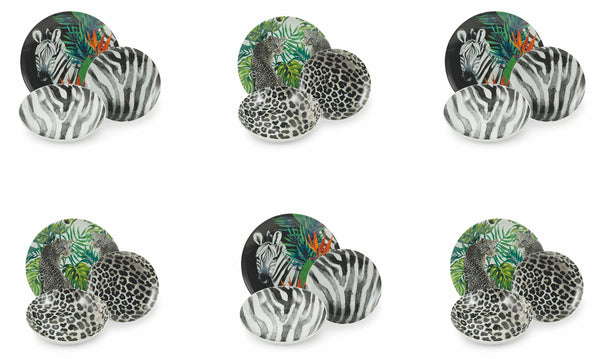 sconto VdE Tivoli 1996 Service de table en porcelaine multicolore Too Wild 18 pièces