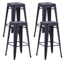 Set 4 Sgabelli da Bar Alto in Metallo Victoria Nero
