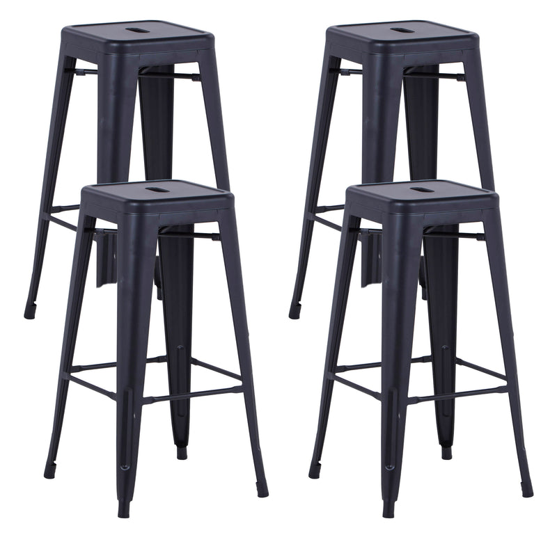Set 4 Sgabelli da Bar Alto in Metallo Victoria Nero