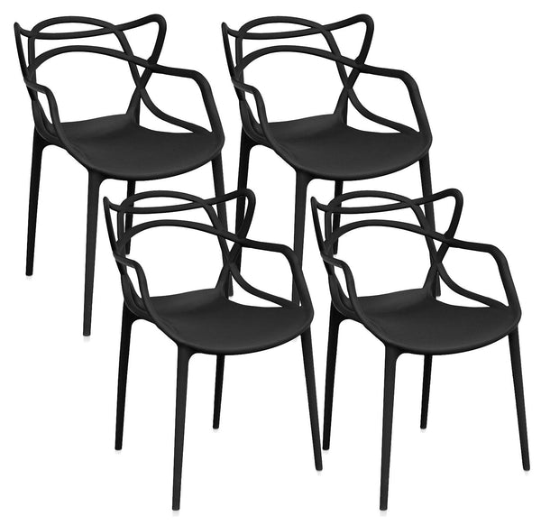 acquista Lot de 4 Chaises Sveva Polypropylène Noir 55x54x82 cm